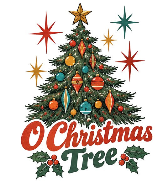 Vintage 70s O Christmas Tree Kitchen Towel