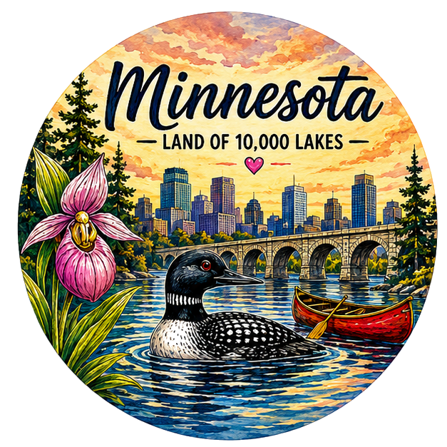 Car Coaster Minnesota Land of 10,000 Lakes