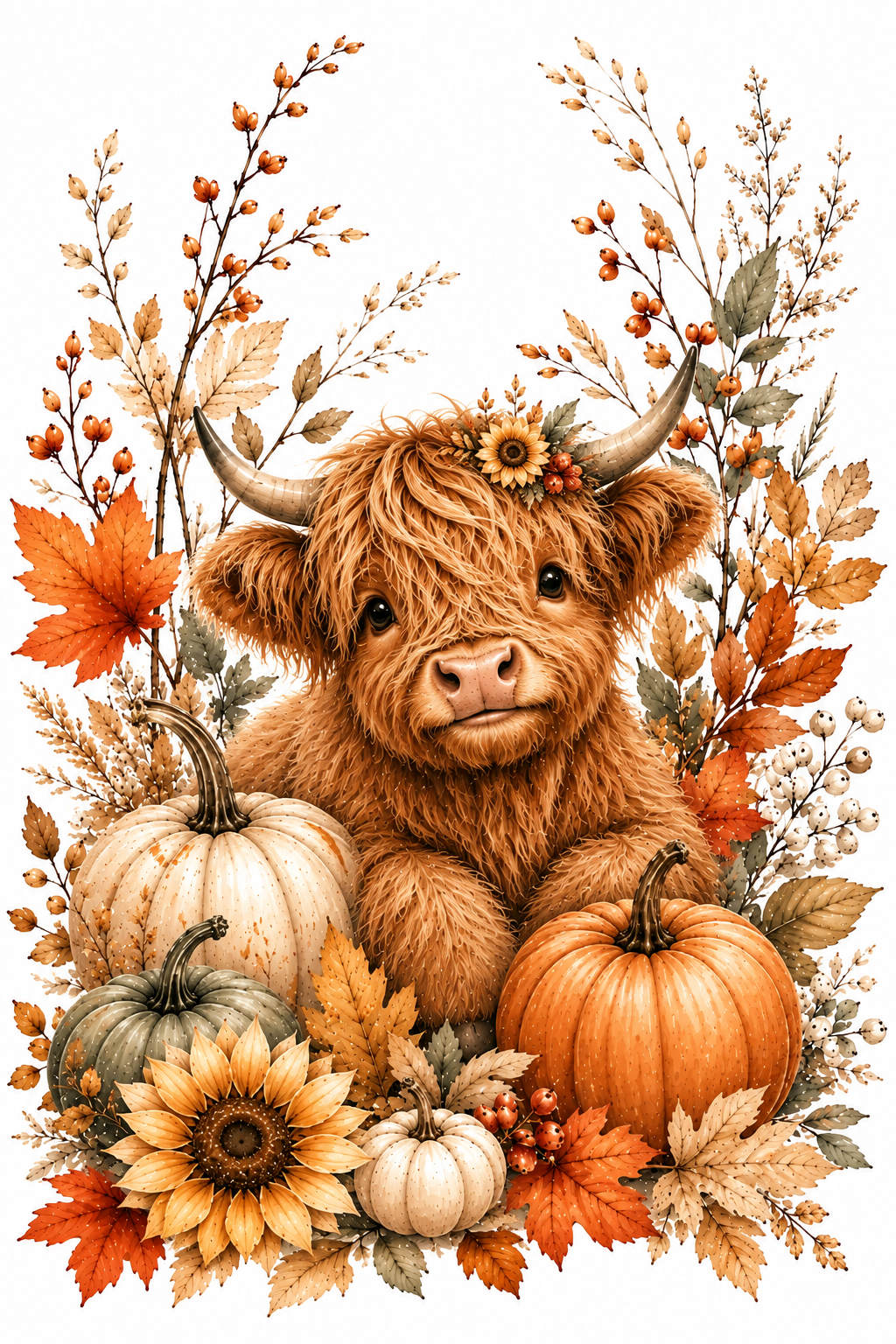 Fall Pumpkin Patch Highland Cow Kitchen Towel | Fall Decor