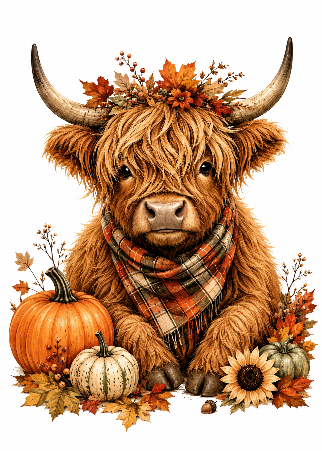 Fall Highland Cow Kitchen Towel | Autumn Animal Decor
