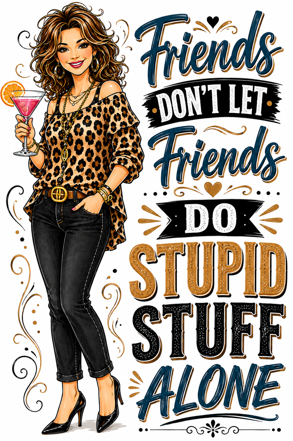 Friends Don't Let Friends Do Stupid Stuff Alone | Funny Kitchen Towel | Best Friend Gift