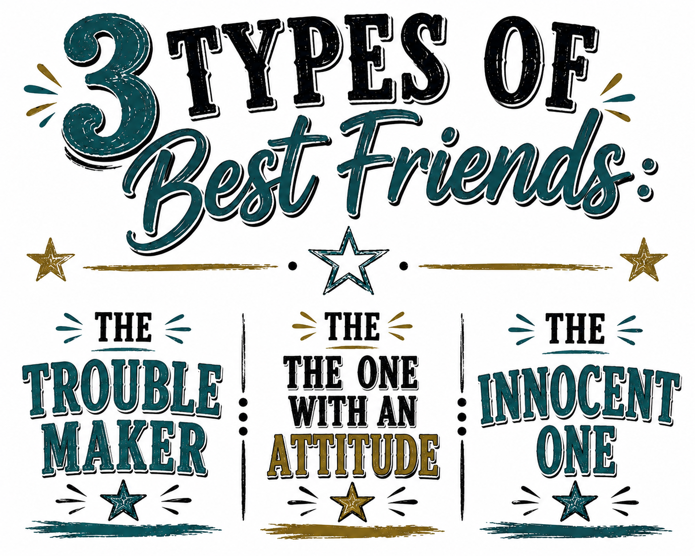 3 Types of Best Friends: The Troublemaker, The One With an Attitude & The Innocent One | Funny Kitchen Towel
