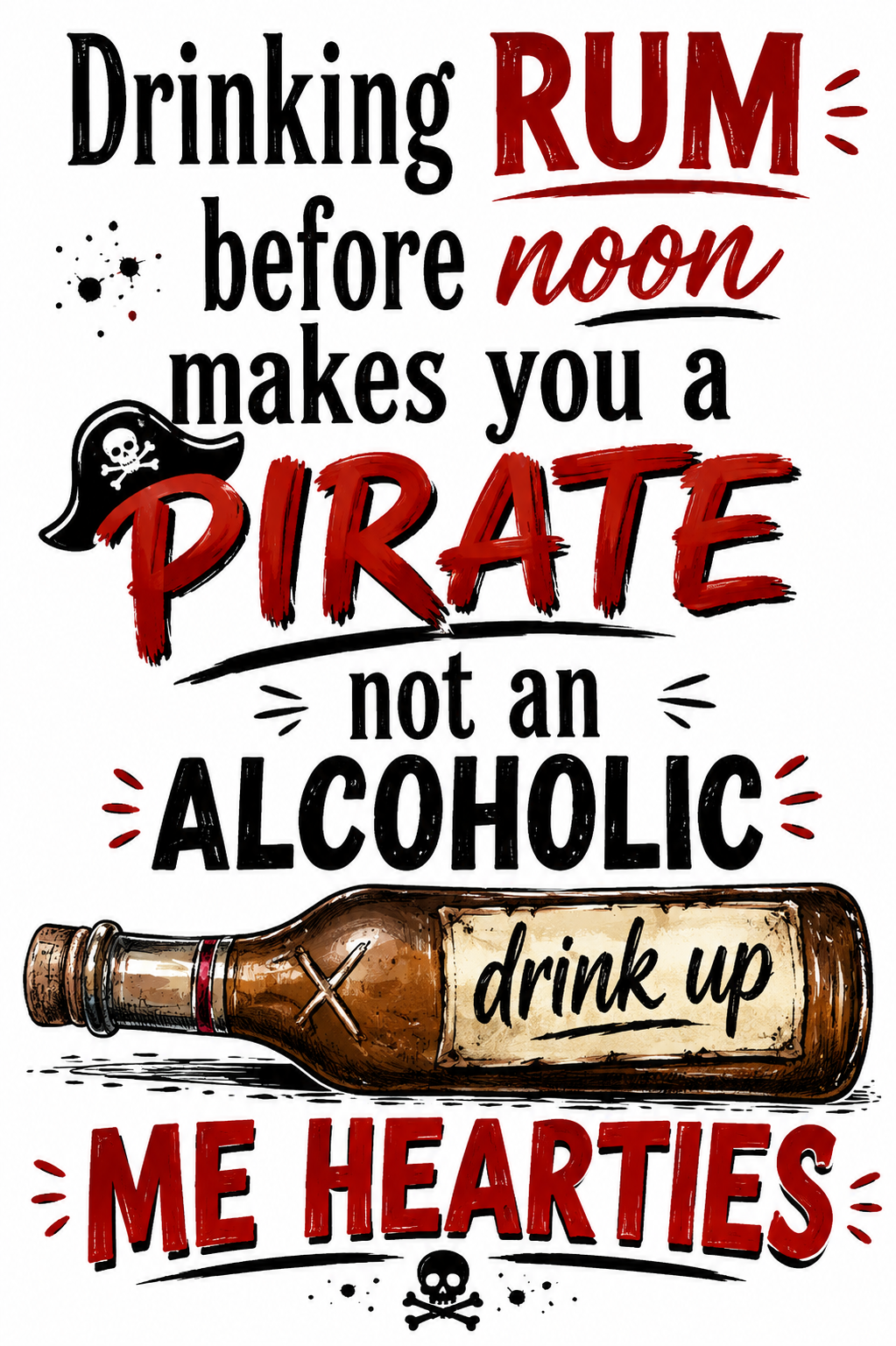 "Drinking Rum Before Noon Makes You a Pirate" Funny Rum Kitchen Towel | Rum Lover Gift