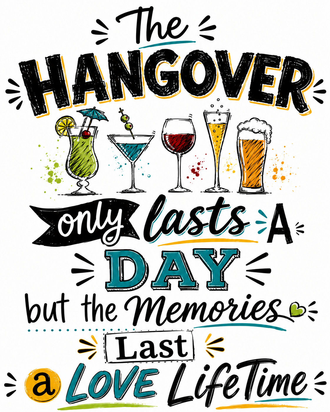 "The Hangover Only Lasts a Day" Funny Wine Kitchen Towel | Wine Lover Gift