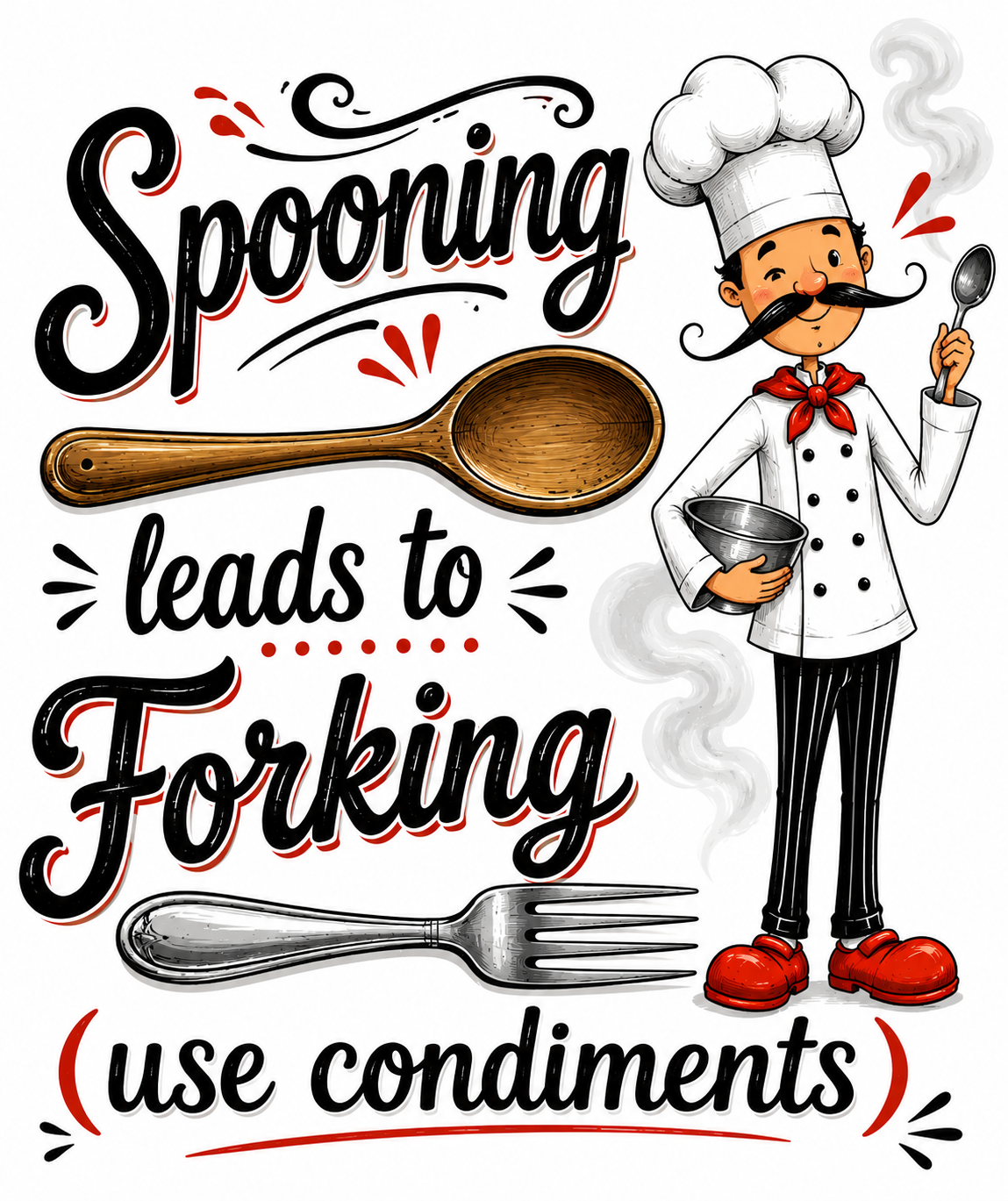 "Spooning Leads to Forking" Funny Kitchen Towel | Cooking Humor Gift