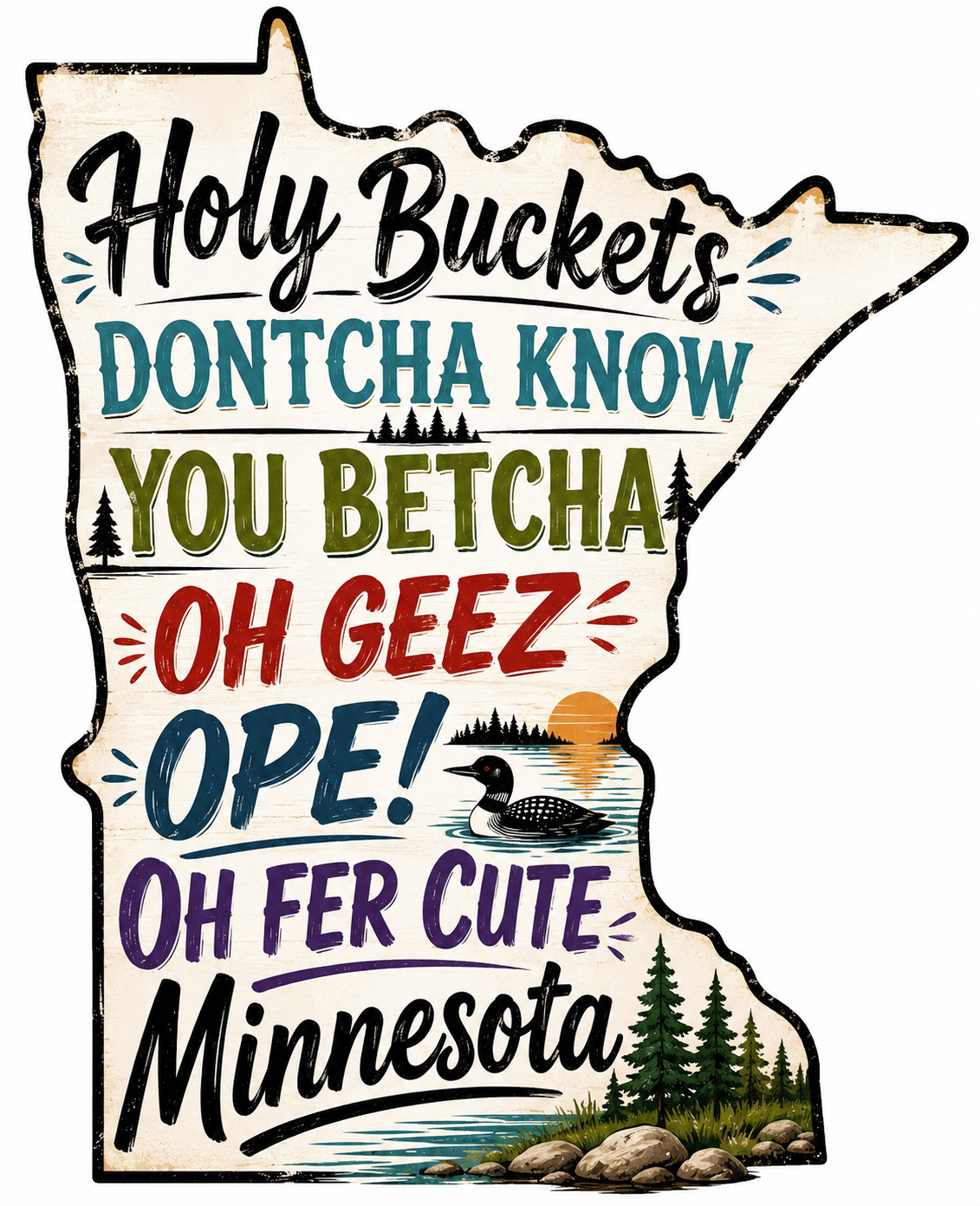 Holy Buckets Minnesota Shape Kitchen Towel | Minnesota Gift