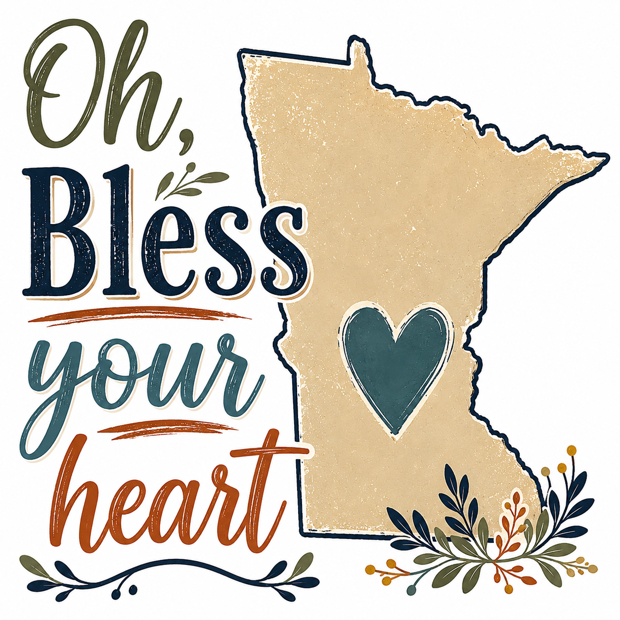 "Oh Bless Your Heart" Funny Minnesota Kitchen Towel | Minnesota Nice Gift
