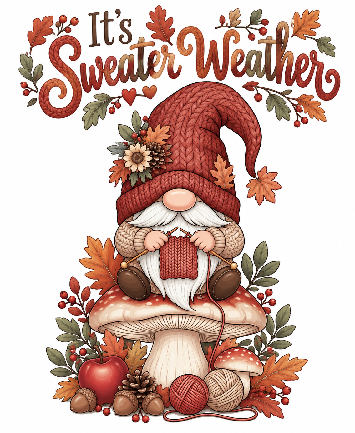 Gnome Sweater Weather Kitchen Towel | Fall Gnome Decor