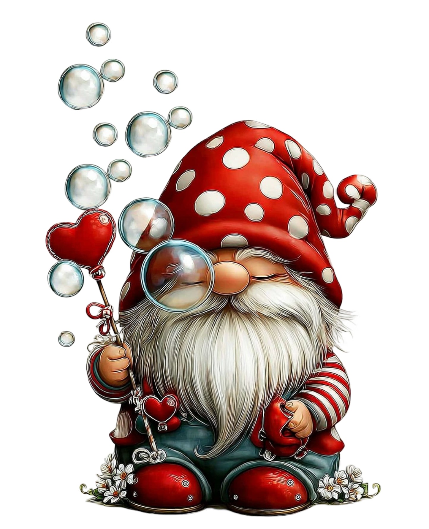 Valentines Gnome with Bubbles Kitchen Towel