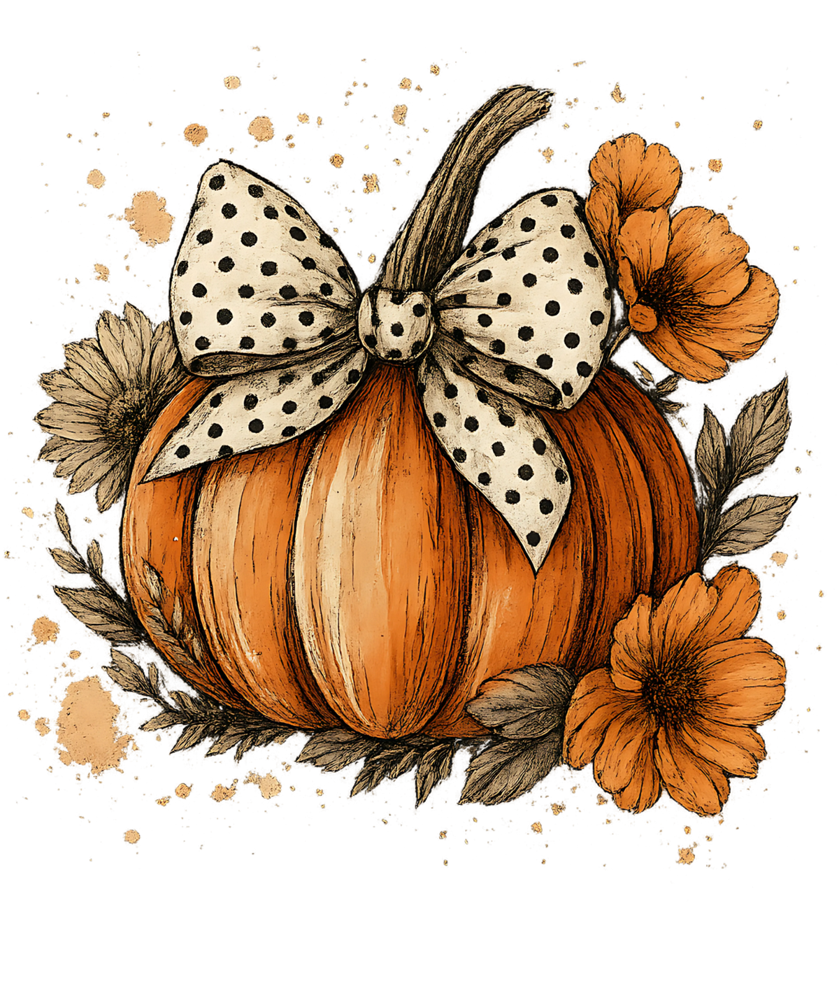 Polka-Dot Bow Pumpkin Kitchen Towel | Fall Decor