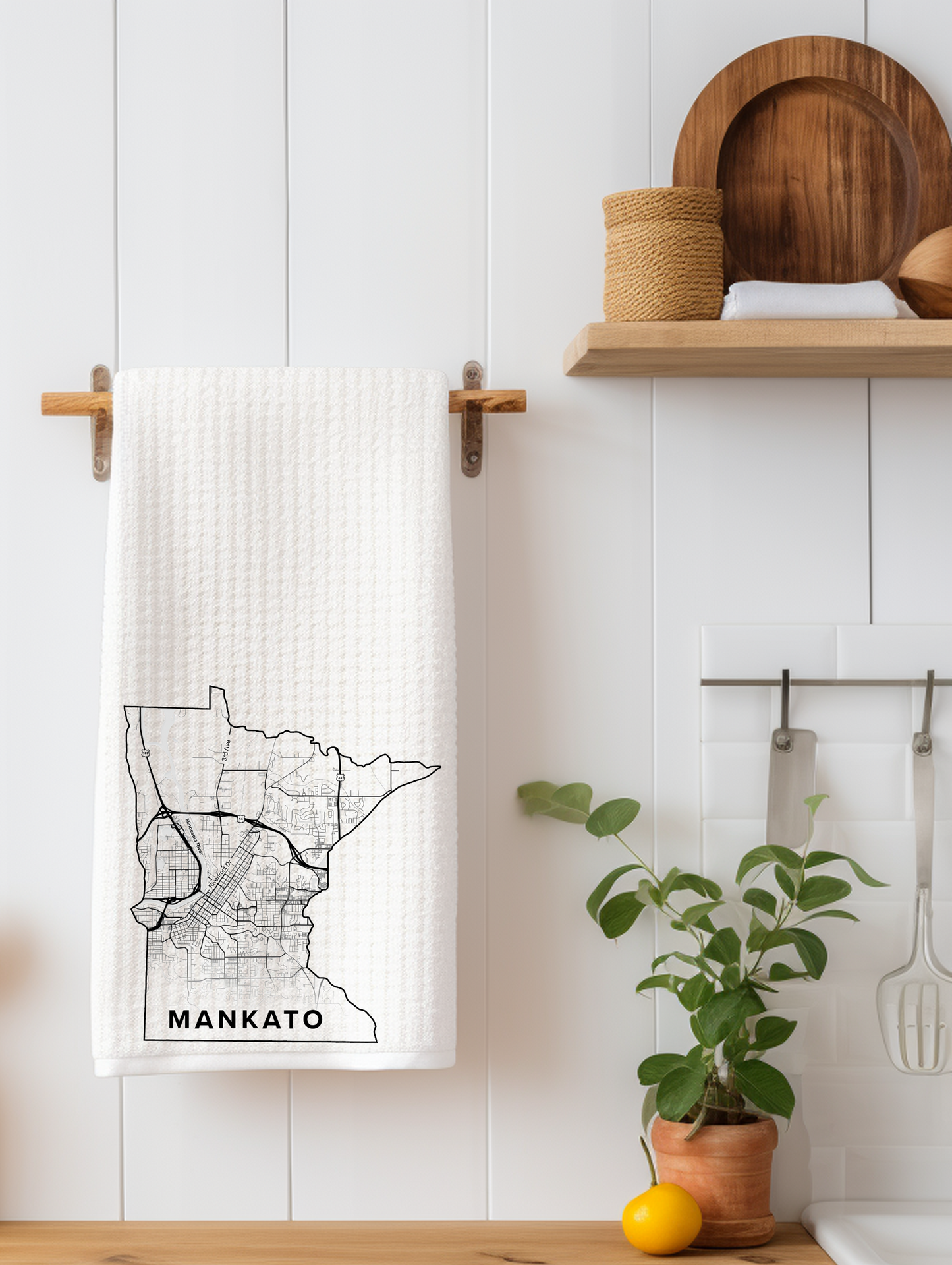 Minnesota City Mankato- Waffle Weave Kitchen Towel