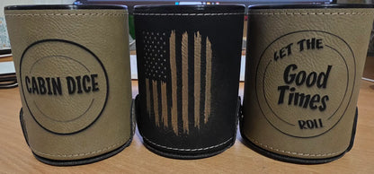 Laser Engraved Leatherette Dice Cup with 5 Dice image 1