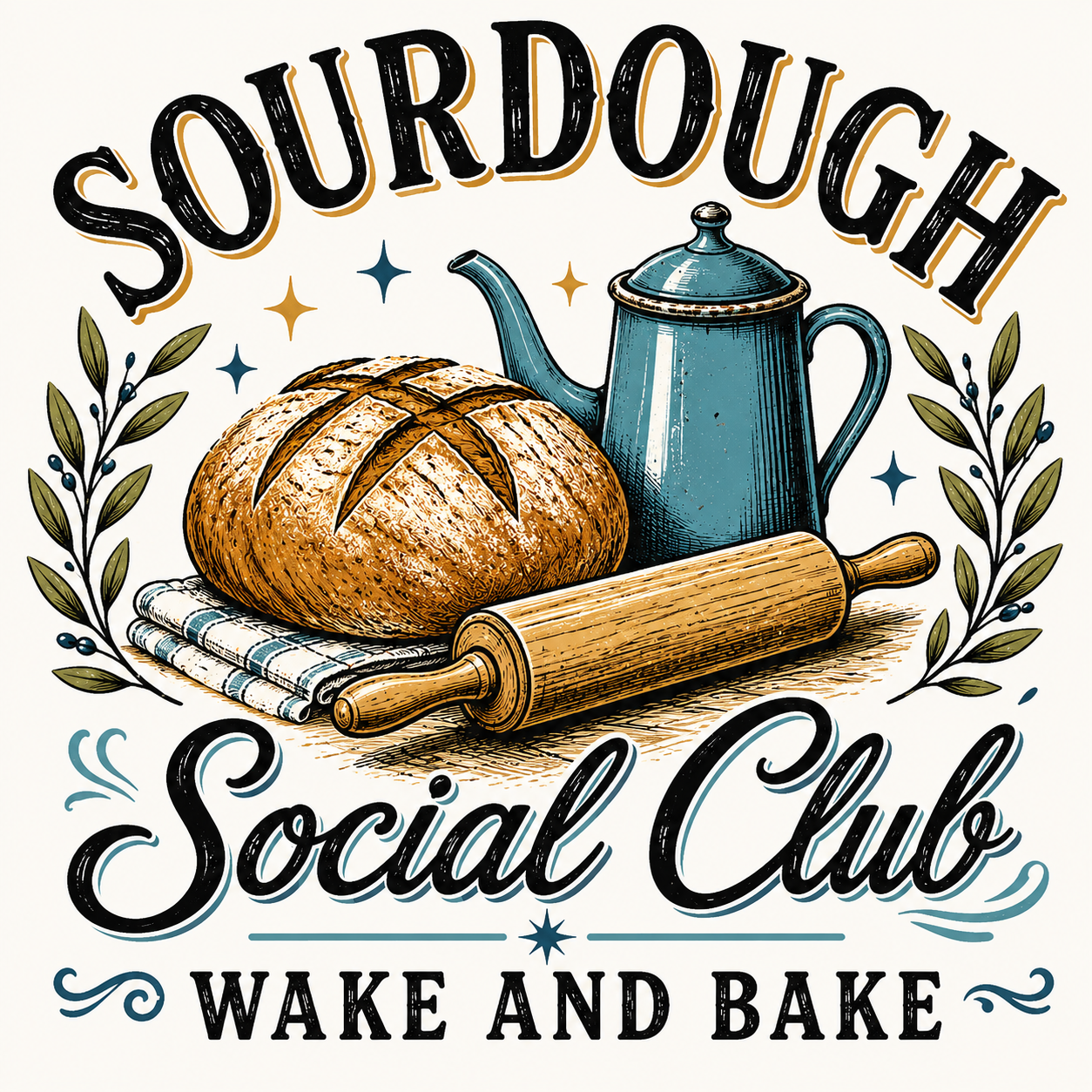 Sourdough Wake And Bake Funny Kitchen Towel | Cooking Humor Gift