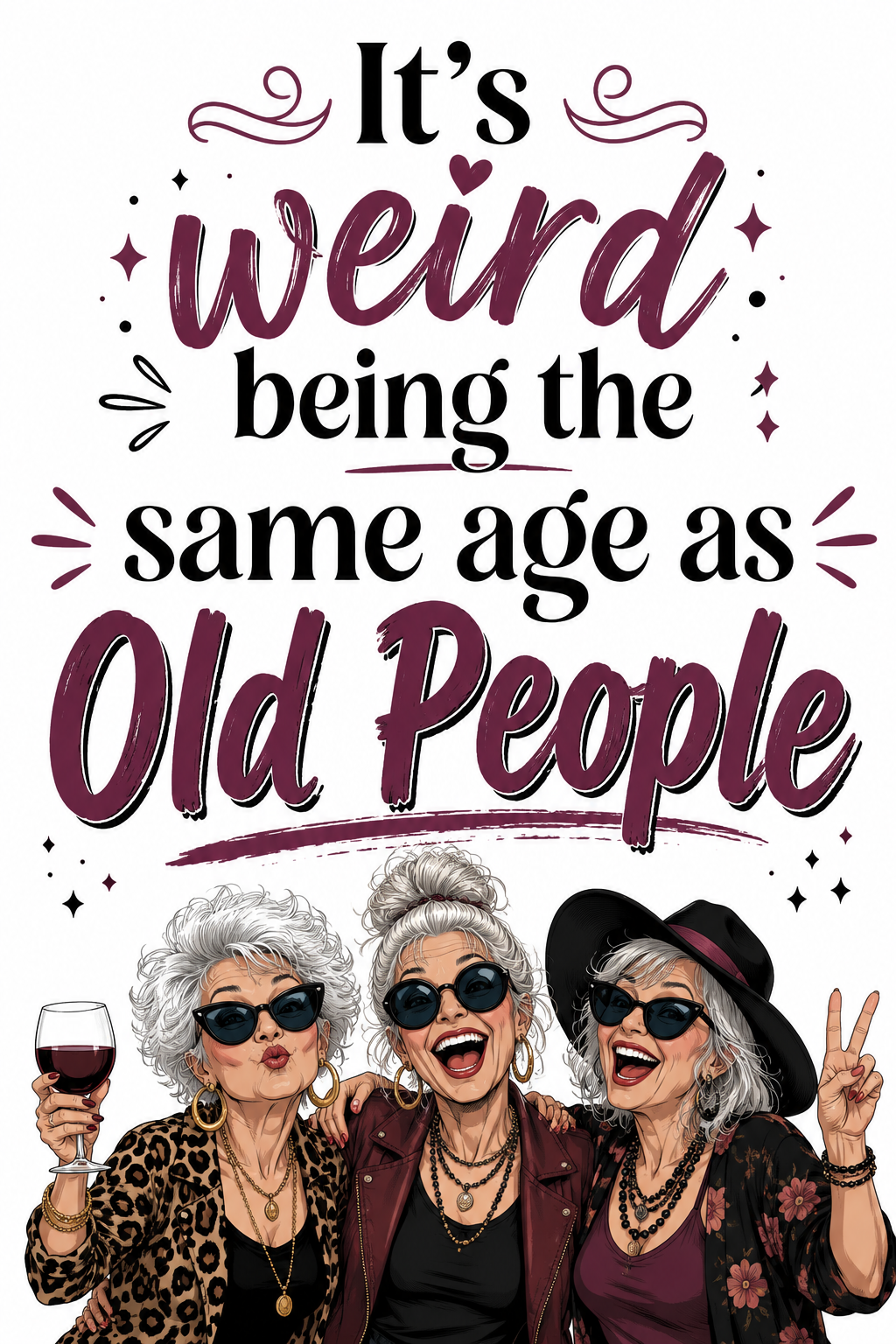 It's weird being the same age as old people - Ladies Version Kitchen Towel - Waffle Weave Kitchen Towel