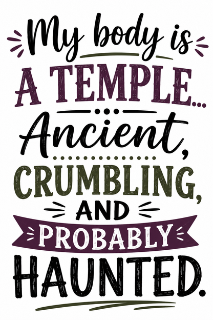 "My Body is a Temple..." Funny Aging Kitchen Towel | Funny Age Gift |