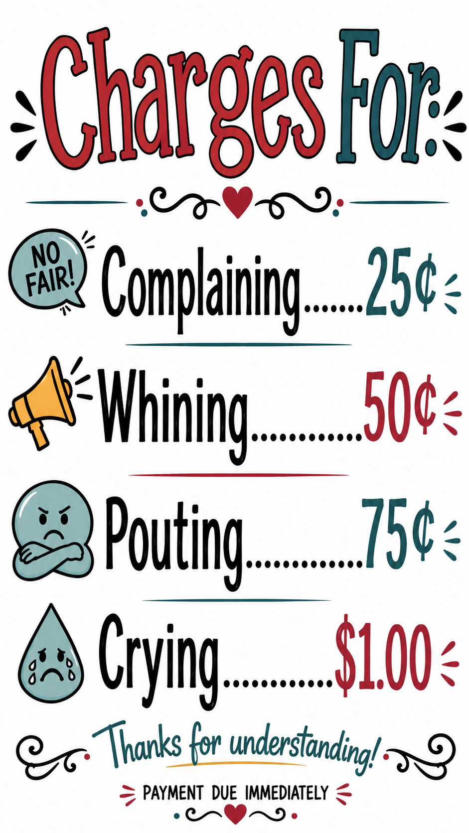 "Charge For Fee Chart" Funny Mom Kitchen Towel | Funny Mom/Grandma Gift