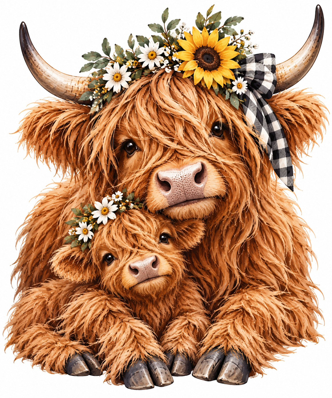 Mom and Baby Highland Cow Kitchen Towel | Farm Decor