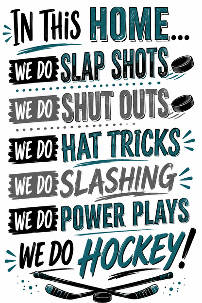 In This Home We Do Hockey | Funny Kitchen Towel | Hockey Gift