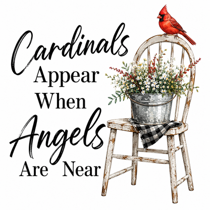 "Cardinals Appear When Angels Are Near" Modern Version Kitchen Towel | Sympathy Gift