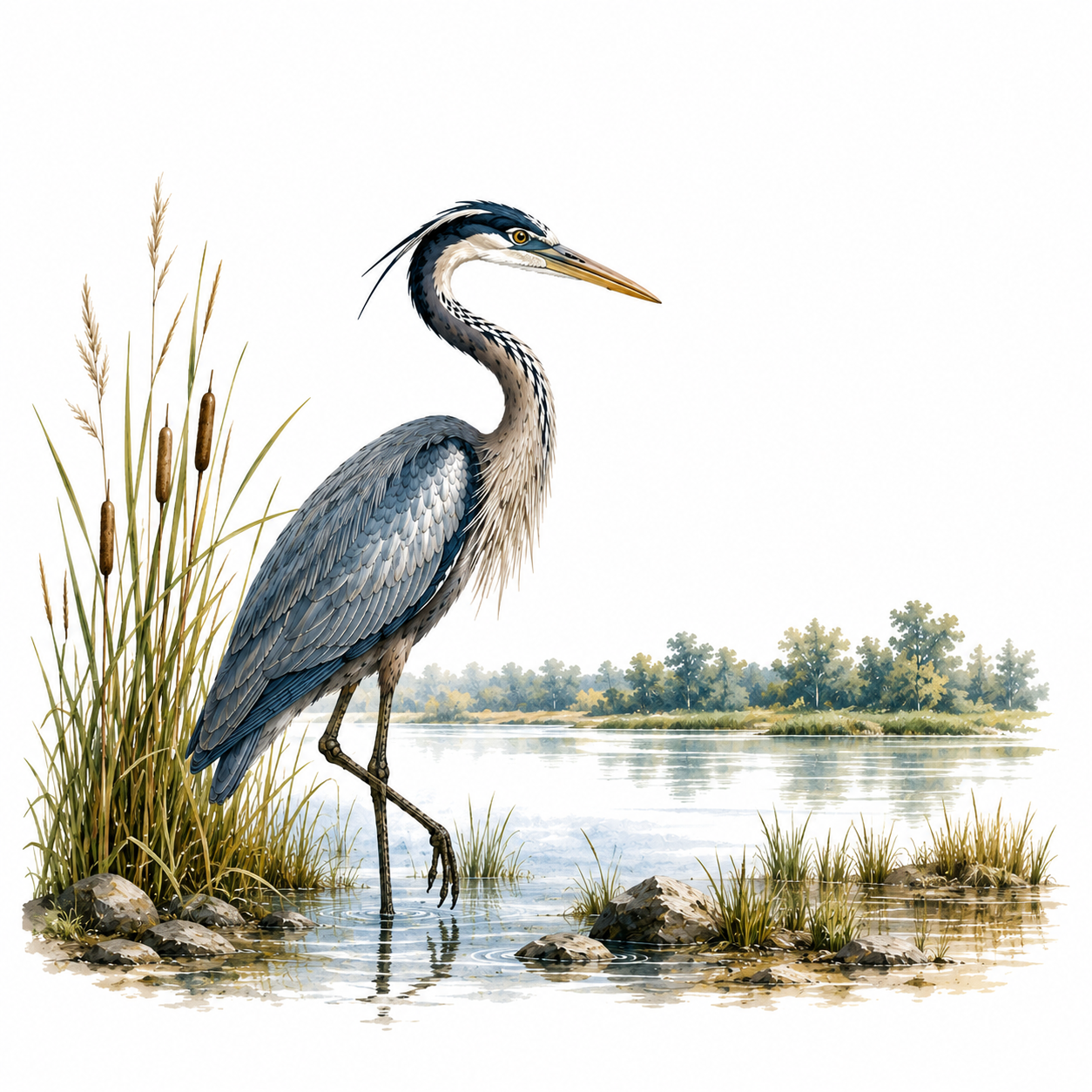 Blue Heron Kitchen Towel | Bird Lover Gift