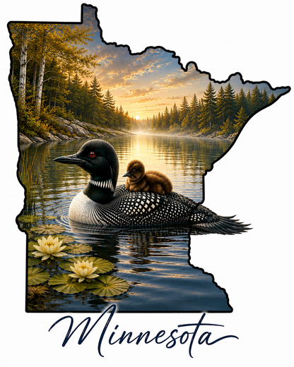 Minnesota Loon & Baby Kitchen Towel | Minnesota Gift