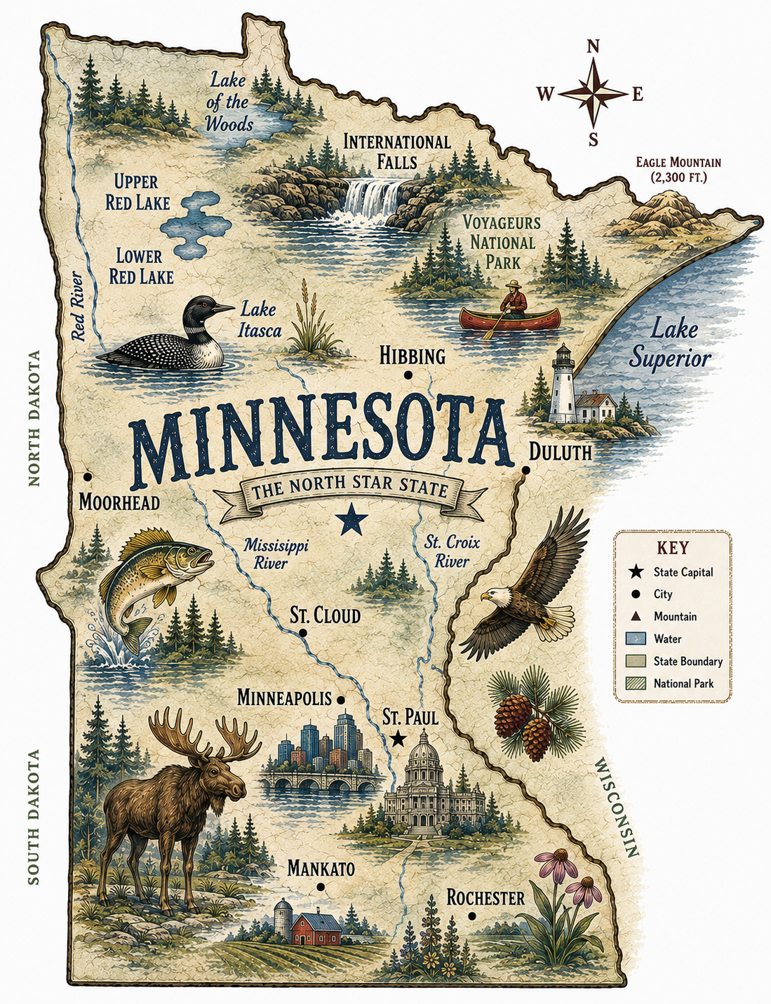 Vintage Minnesota Kitchen Towel | Minnesota Gift