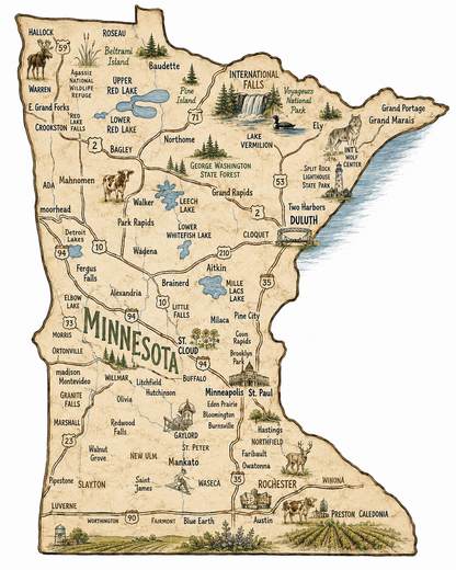 Fun Places in Minnesota Kitchen Towel | Minnesota Gift