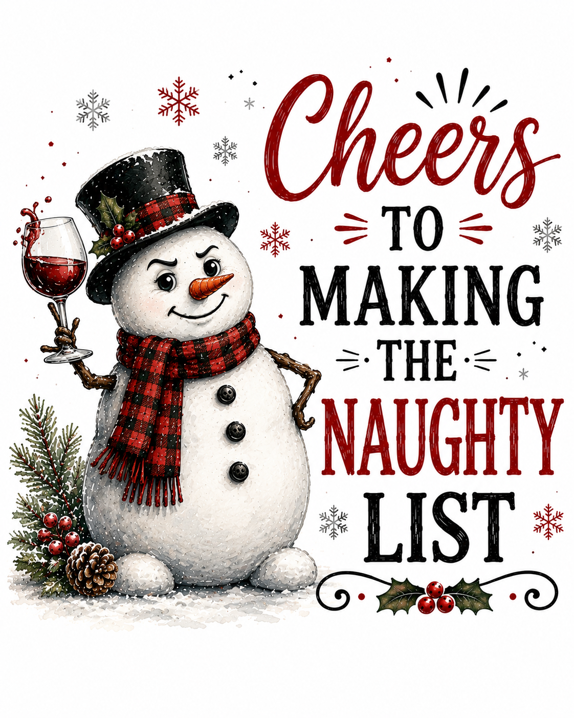 Cheers to Making the Naughty List - Holiday Coaster - Sublimation Coaster