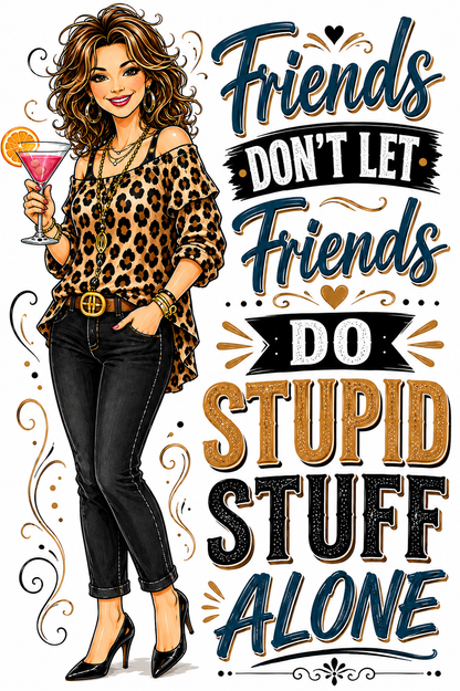 Friends Don't Let Friends Do Stupid Stuff Alone | Funny Kitchen Towel | Best Friend Gift