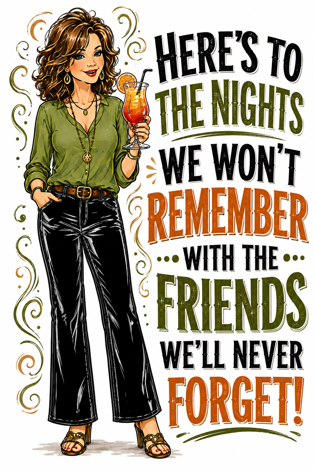 Here's to the Nights We Won't Remember Funny Kitchen Towel | Girls Trip Gift
