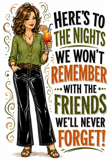 Here's to the Nights We Won't Remember Funny Kitchen Towel | Girls Trip Gift