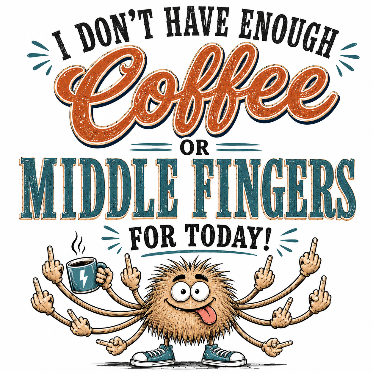 I Don't Have Enough Coffee or Middle Fingers for Today | Funny Kitchen Towel | Coffee Lover