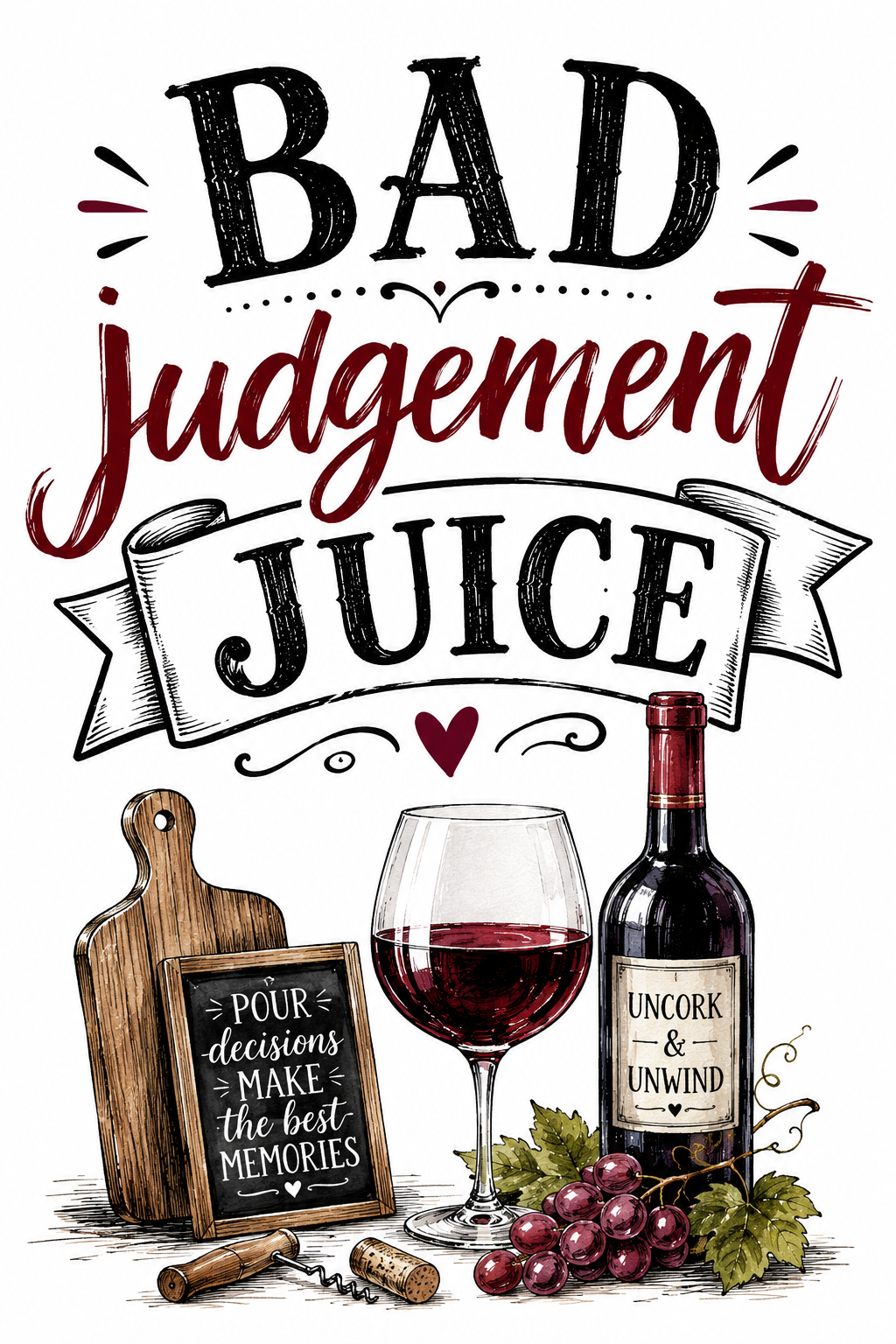 Bad Judgment Juice | Funny Wine Kitchen Towel | Wine Lover Gift