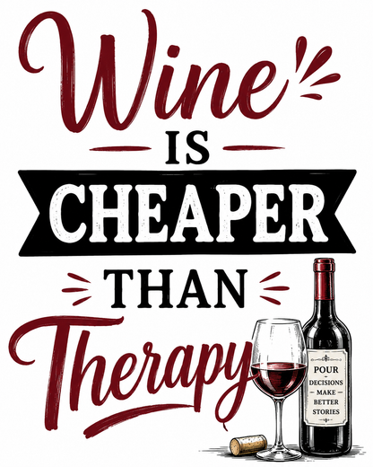 Wine is Cheaper than Therapy | Funny Wine Kitchen Towel | Wine Lover Gift
