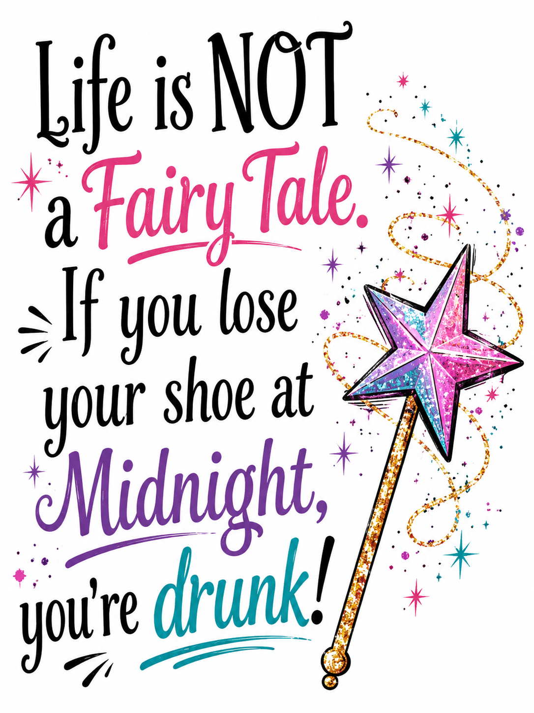 Life Is Not A Fairy Tale | Funny Kitchen Gift | Waffle Weave Kitchen Towel