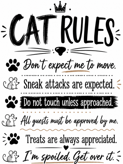 Cat Rules Funny Cat Kitchen Towel | Cat Lover Gift