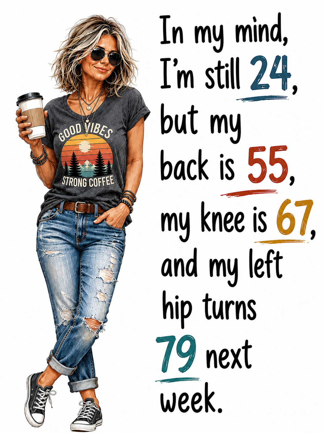 In My mind I'm 24 Funny Kitchen Towel | Age Gift