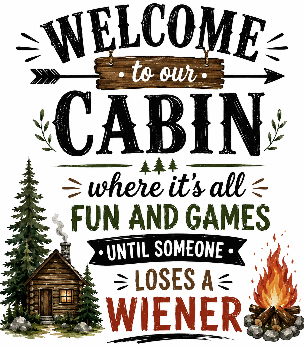 Welcome to our Cabin where it's fun and games - Kitchen Towel | Cabin Gift