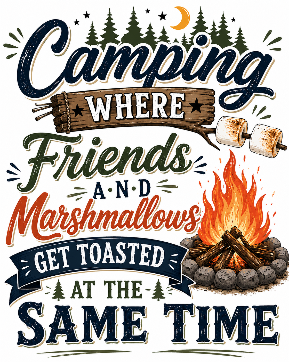 Camping Where Friends  Waffle Weave Kitchen Towel | Camping Gift