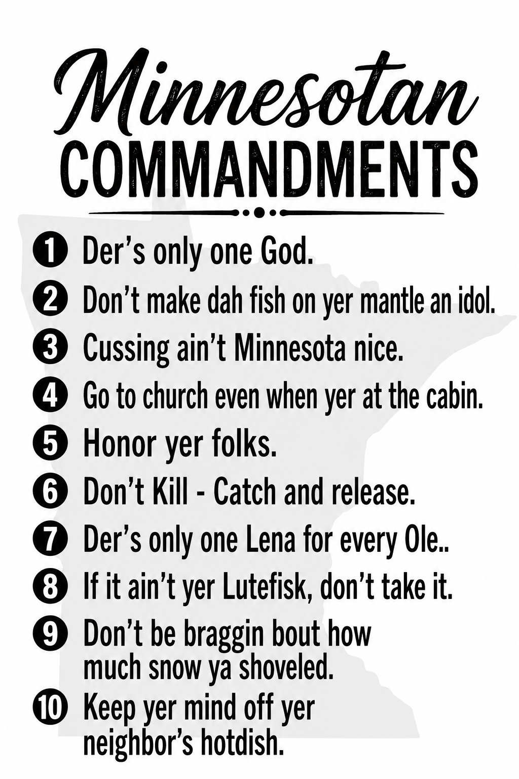 Minnesota Commandments | Minnesota Kitchen Towel