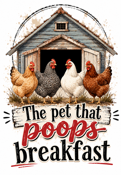 The Pet That Poops Breakfast Funny Chicken Kitchen Towel | Chicken Lover Gift