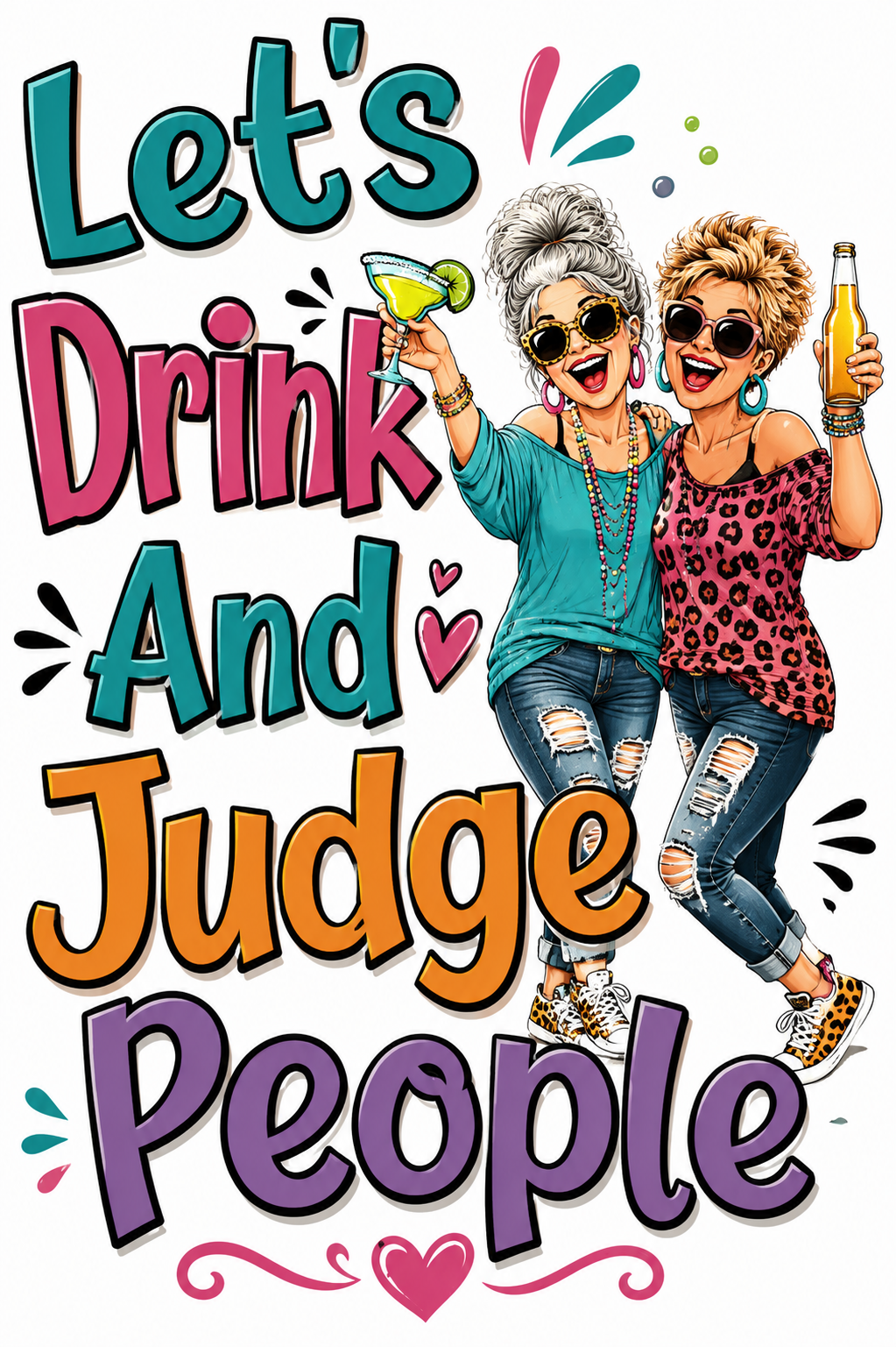 Let's Drink and Judge People Funny Kitchen Towel | Funny Friend Gift