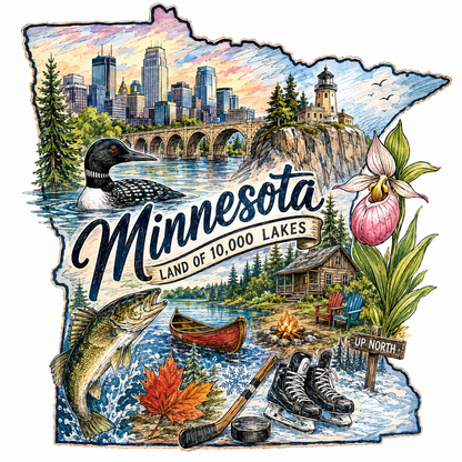 Minnesota Gift Set Towel, Mug, & Magnet in 3 Designs Choices