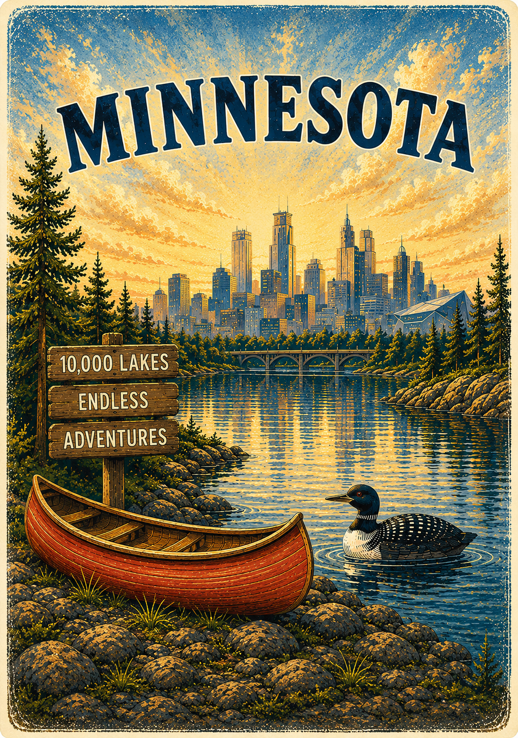 Minnesota Gift Set Towel, Mug, & Magnet in 3 Designs Choices