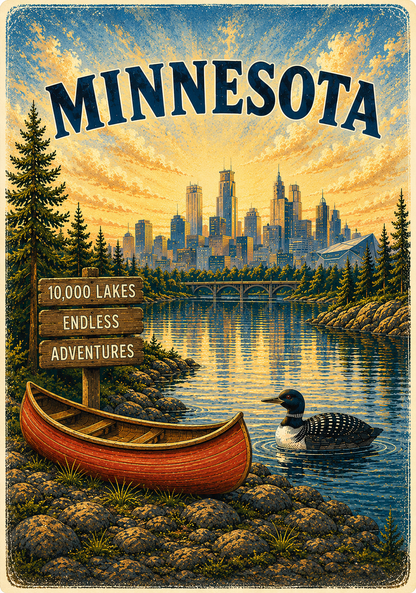 Minnesota Gift Set Towel, Mug, & Magnet in 3 Designs Choices