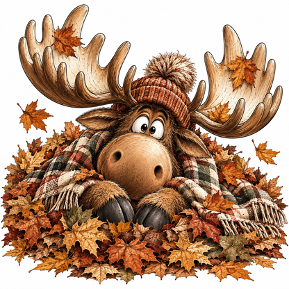 Fall Leaves Moose Kitchen Towel | Fall Decor