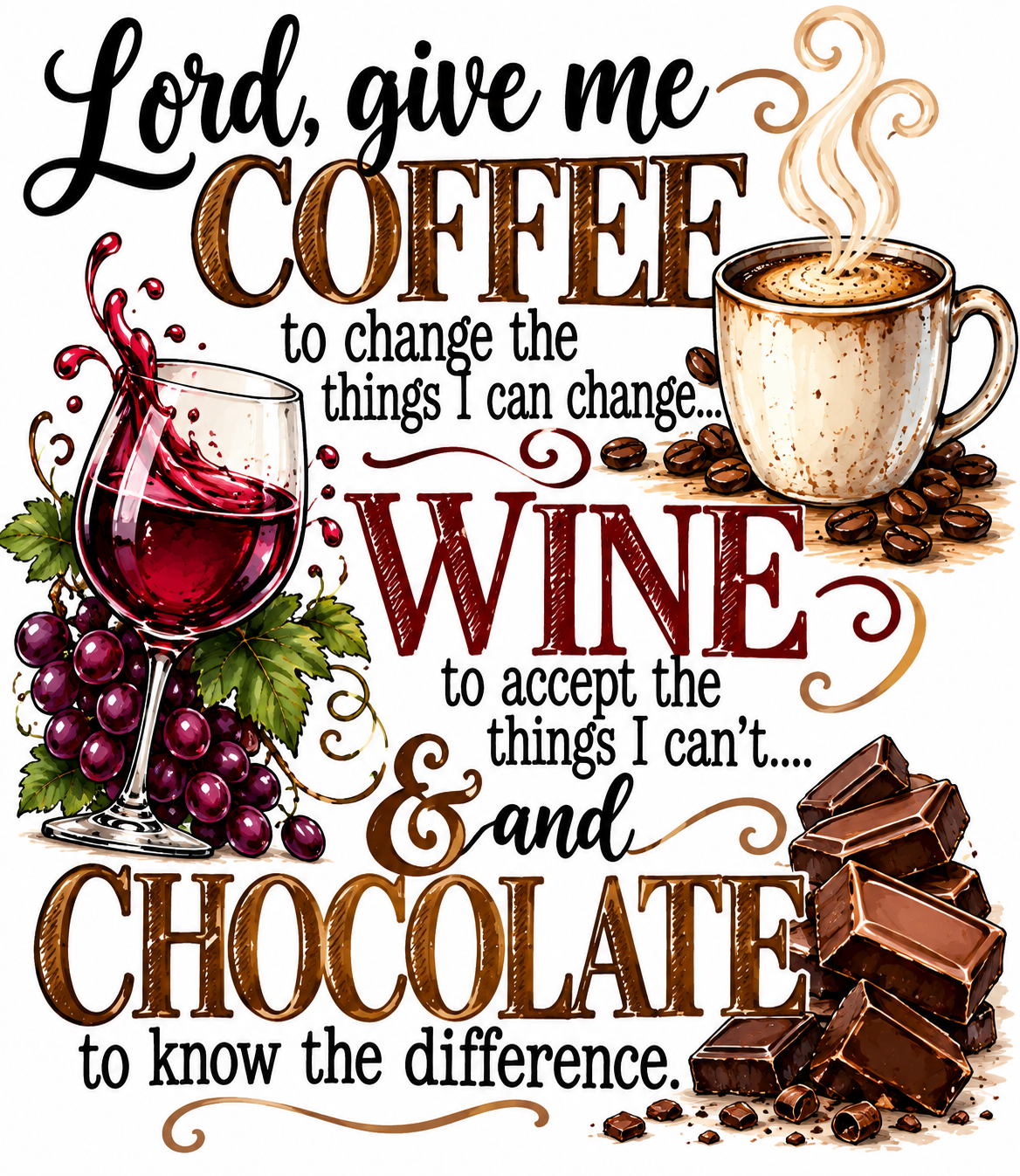Coffee, Wine & Chocolate Kitchen Towel | Coffee & Wine Lovers