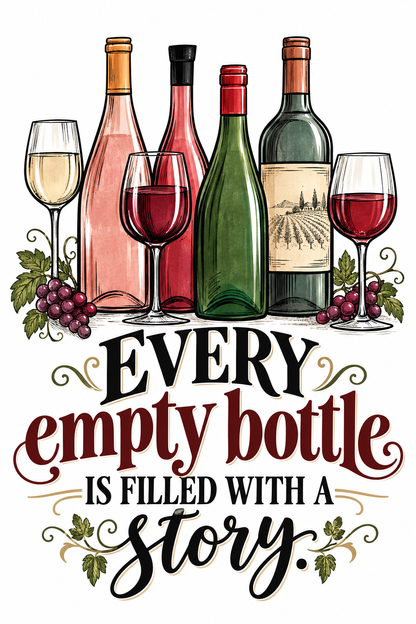 Every Empty Bottle Is Full of Stories Kitchen Towel | Wine Lover