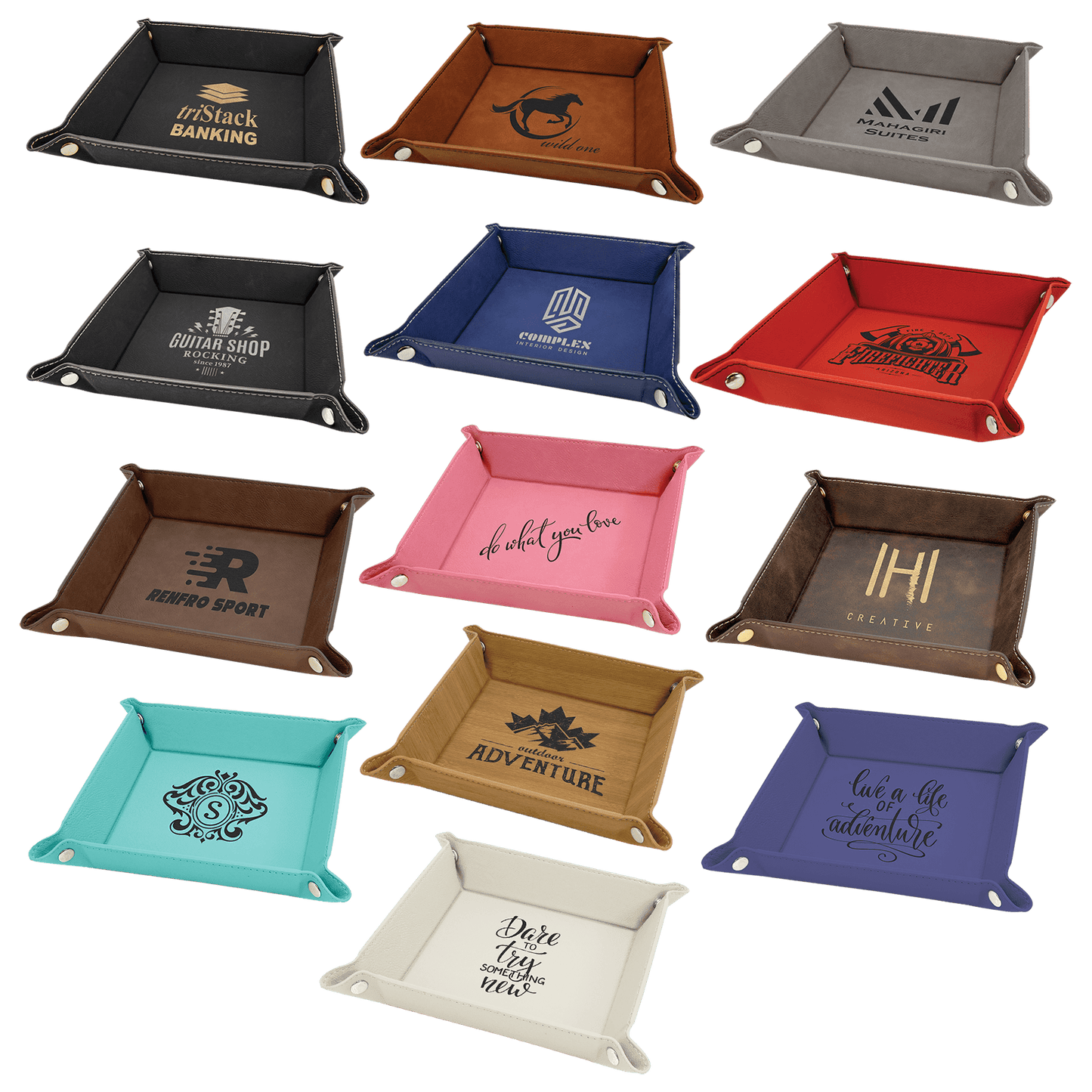 6" x 6" Black/Gold Leatherette Snap Up Tray with Gold Snaps