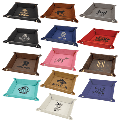 6" x 6" Black/Gold Leatherette Snap Up Tray with Gold Snaps